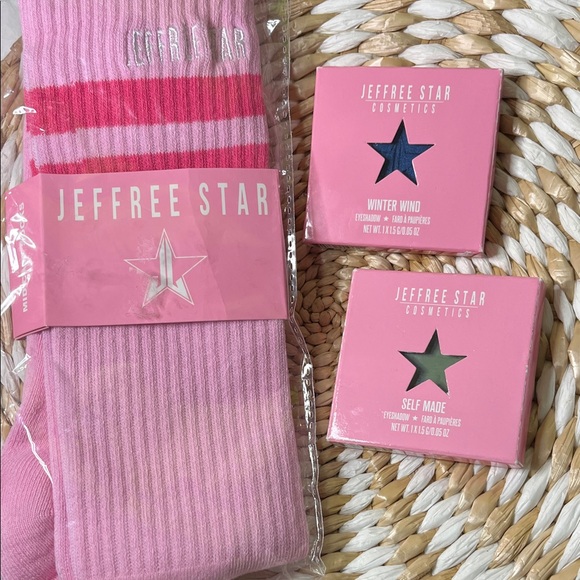 Jeffree Star Other - Jeffree Star Pink Tube Socks and 2 Eye Shadows - Winter Wind and Self Made - NIB